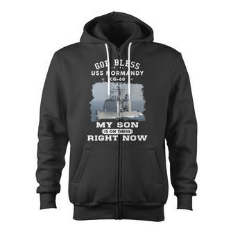 My Son Is On Uss Normandy Cg Zip Up Hoodie - Monsterry