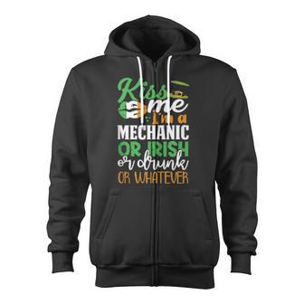 St Patrick's Day Irish Mechanic Kiss Me Drunk Zip Up Hoodie - Monsterry UK