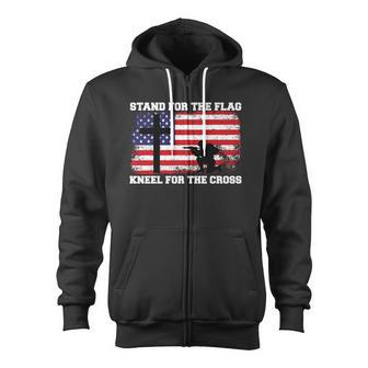 Stand For The Flag Kneel For The Cross Usa Army Tshirt Zip Up Hoodie - Monsterry AU