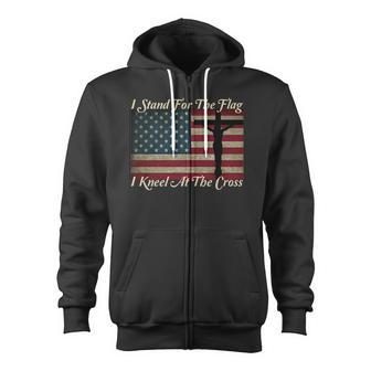 I Stand For The Flag And Kneel For The Cross Tshirt Zip Up Hoodie - Monsterry DE