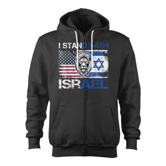 I Stand With Israel Us Support Lion Love Israeli Brotherhood Zip Up Hoodie - Monsterry DE