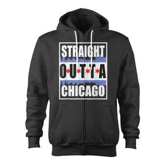 Straight Outta Chicago Chitown Flag Skyline Chi Town Zip Up Hoodie - Monsterry AU