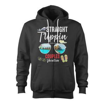 Straight Trippin Couples Trip 2023 Beach Summer Vacation Zip Up Hoodie - Monsterry