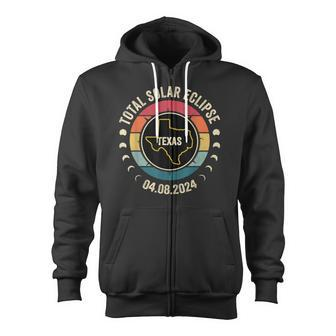 Texas Total Solar Eclipse 2024 American Totality April 8 Zip Up Hoodie - Monsterry