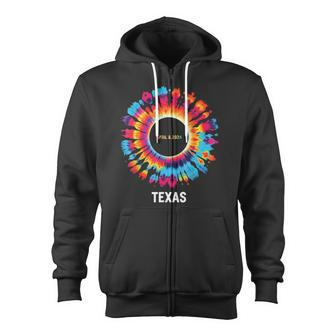 Texas Total Solar Eclipse 2024 Party Totality Tie Dye Zip Up Hoodie - Monsterry