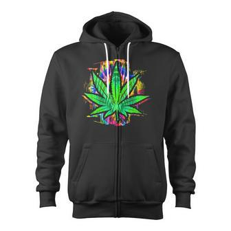Tie Dye Pot Leaf Pothead Smoking Weed Hippie Stoner Zip Up Hoodie - Monsterry CA
