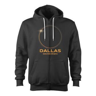 Total Solar Eclipse 2024 Dallas Texas Path Of Totality Zip Up Hoodie - Monsterry DE