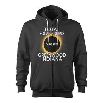 Total Solar Eclipse 2024 Greenwood Indiana Zip Up Hoodie - Monsterry UK