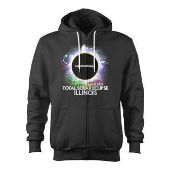 Total Solar Eclipse Carbondale Illinois 2024 Colorful Sun Zip Up Hoodie - Monsterry CA