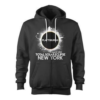 Total Solar Eclipse Plattsburgh New York 2024 Totality Zip Up Hoodie - Monsterry AU