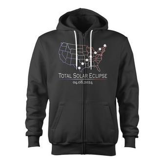 Totality America Total Solar Eclipse 04082024 Usa Map Zip Up Hoodie - Monsterry