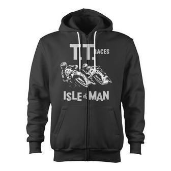 Tt Races Isle Of Man Navy And Black Zip Up Hoodie - Monsterry