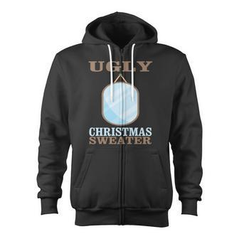 Ugly Christmas Sweater With Mirror Graphic Xmas Idea Zip Up Hoodie - Monsterry AU