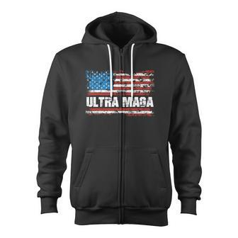 Ultra Maga Distressed United States Of America Usa Flag Tshirt Zip Up Hoodie - Monsterry DE