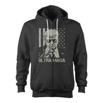 Ultra Maga Shirt Anti Biden Us Flag Pro Trump Trendy Tshirt V2 Zip Up Hoodie - Monsterry DE