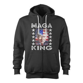 Ultra Mega King Trump Vintage American Us Flag Anti Biden V2 Zip Up Hoodie - Monsterry