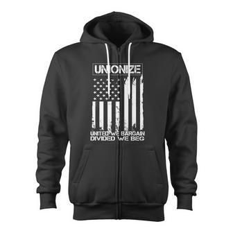Unionize United We Bargain Divided We Beg Usa Union Pride Great Zip Up Hoodie - Monsterry