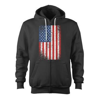 Usa Flag 4Th July Red White Blue Stars & Stripes Zip Up Hoodie - Monsterry