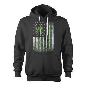 Usa Flag Marijuana Weed Leaf Flag Cannabis Stoner 420 Zip Up Hoodie - Monsterry DE