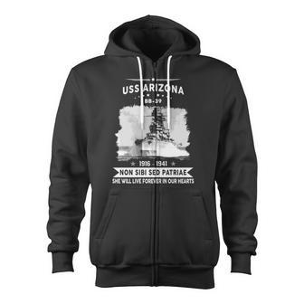 Uss Arizona Bb Zip Up Hoodie - Monsterry DE