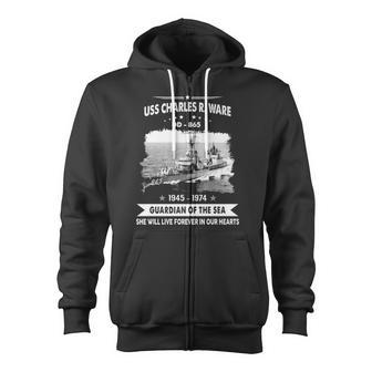 Uss Charles R Ware Dd Zip Up Hoodie - Monsterry AU