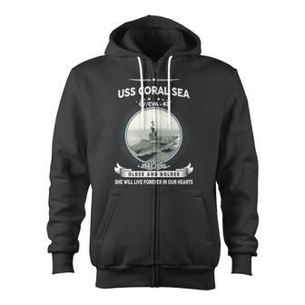 Uss Coral Sea Cv 43 Front Style Zip Up Hoodie - Monsterry UK