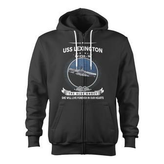 Uss Lexington Cv 16 Front Style Zip Up Hoodie - Monsterry DE