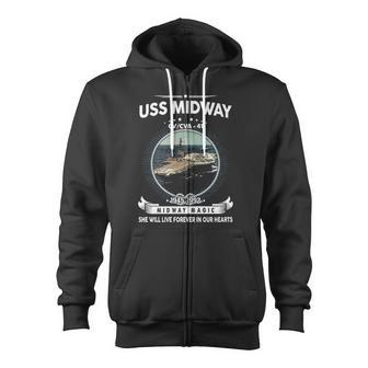 Uss Midway Cv 41 Front Style Zip Up Hoodie - Monsterry UK