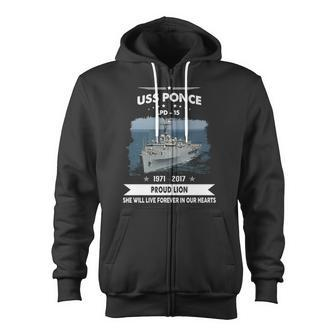 Uss Ponce Lpd V2 Zip Up Hoodie - Monsterry