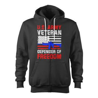 Veteran Vets Us Army Veteran Defender Of Freedom Fathers Veterans Day 4 Veterans Zip Up Hoodie - Monsterry UK