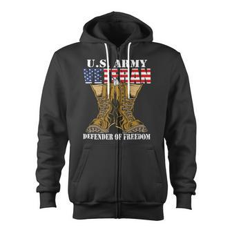 Veteran Vets Us Flag Us Army Veteran Defender Of Freedom Veterans Zip Up Hoodie - Monsterry