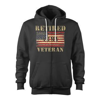 Veteran Vets Vintage American Flag Shirt Retired Army Veteran Day Veterans Zip Up Hoodie - Monsterry DE