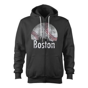 Vintage Boston Baseball Downtown Skyline Classic City Zip Up Hoodie - Monsterry CA
