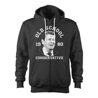 Vintage Ronald Reagan Old School Conservative Tshirt Zip Up Hoodie - Monsterry