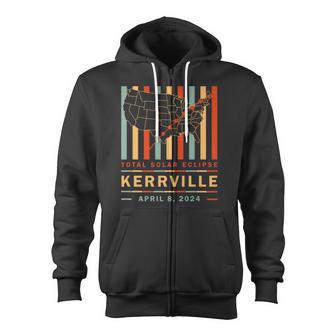 Vintage Total Solar Eclipse 2024 Kerrville Zip Up Hoodie - Monsterry