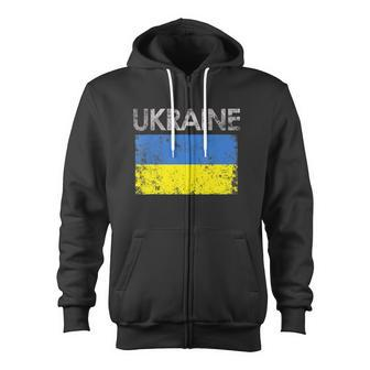 Vintage Ukraine Ukrainian Flag Pride Tshirt Zip Up Hoodie - Monsterry UK
