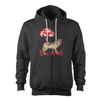 Wolf Valentine's Day Heart Animals Zip Up Hoodie - Monsterry