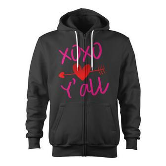 Xoxo Arrow Yall Red Pink Valentines Day Festive Zip Up Hoodie - Monsterry UK