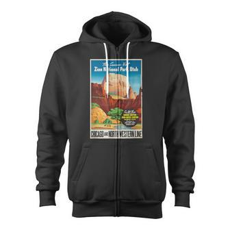 Zion National Park Utah Grand Canyon Hiking Zip Up Hoodie - Monsterry