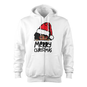 That Melanin Christmas Mrs Claus Santa Black Peeking Claus Zip Up Hoodie - Monsterry UK