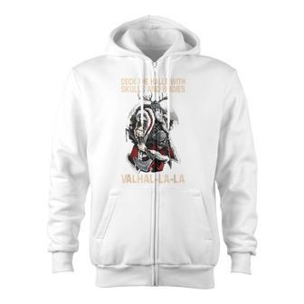 Valhalla-La Deck The Halls With Skulls And Bodies Christmas Zip Up Hoodie - Monsterry