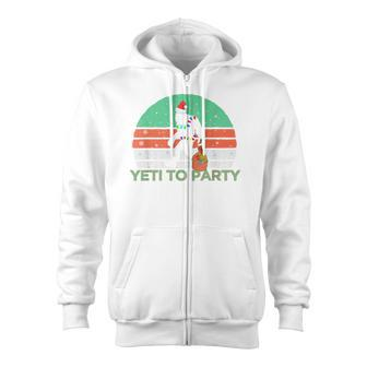 Vintage Retro Yeti To Party Sasquatch Christmas Zip Up Hoodie - Monsterry AU