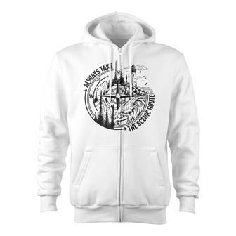 Always Take The Scenic Route Zip Up Hoodie - Monsterry AU