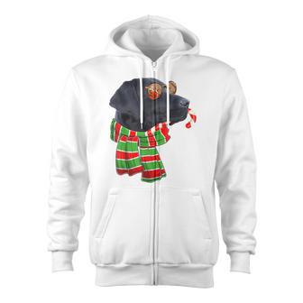 Black Lab Labrador Dog Owners Christmas Xmas Holiday Party Zip Up Hoodie - Monsterry UK