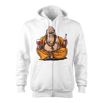 Buddha Wine Drinking Yoga Meditation Spiritual Zip Up Hoodie - Monsterry CA