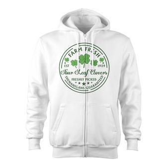 Four Leaf Clovers Zip Up Hoodie - Monsterry