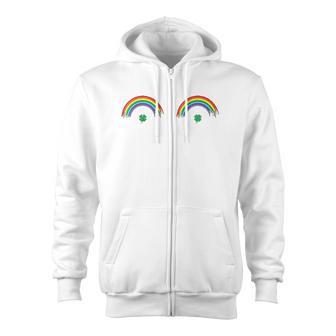 Four Leaf Irish Shamrock Boobs Zip Up Hoodie - Monsterry