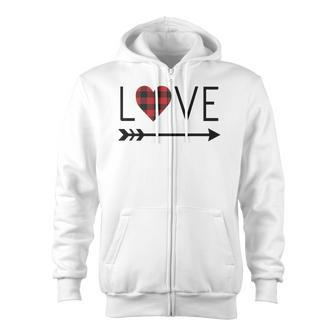 Love Arrow Valentines Day Buffalo Check Zip Up Hoodie - Monsterry