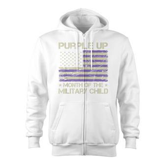 Purple Up Month Of The Military Child Us Flag Zip Up Hoodie - Monsterry DE