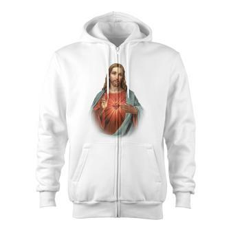 Sacred Heart Of Jesus Tshirt Zip Up Hoodie - Monsterry